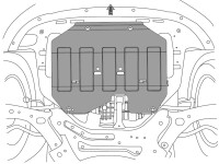 Skid plate for Kia Sportage III, 1,8 mm steel (engine + gear box)