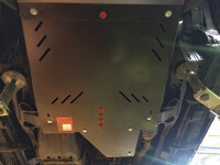 Skid plate for Mitsubishi Pajero V80, 2,5 mm steel (gear box + transfer case)