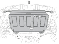 Skid plate for Hyundai iX35, 4 mm aluminium (engine +...