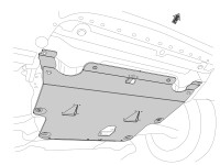 Skid plate for Volvo XC60 2013-, 4 mm aluminium (engine +...