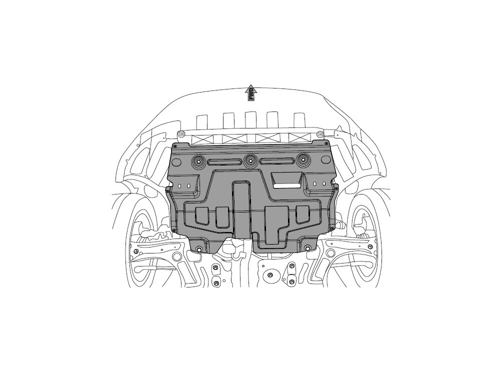 Skid plate for Audi A1, 4 mm aluminium (engine + gear box)