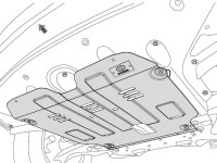 Skid plate for Kia Sportage 2016-, 2 mm steel (engine + gear box)