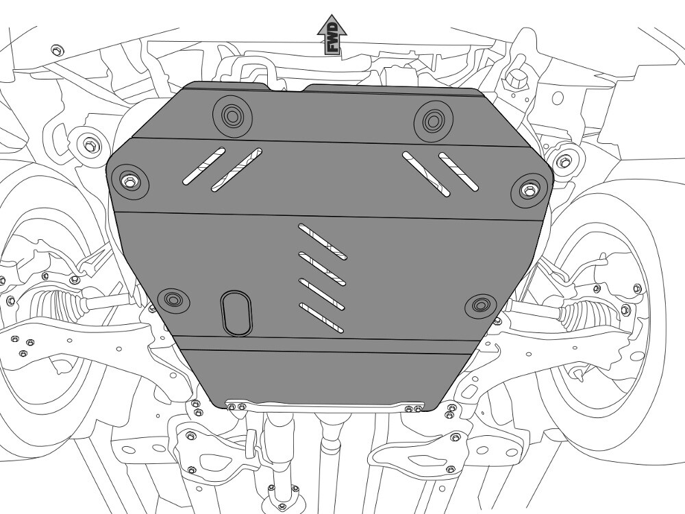 Skid plate for Chevrolet Captiva 2011-, 2 mm steel (engine + gear box)