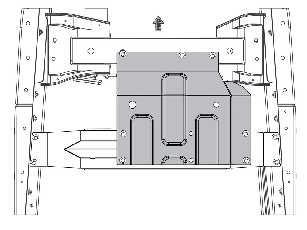Skid plate for Ford Ranger 2012-, 6 mm aluminium (transfer case)