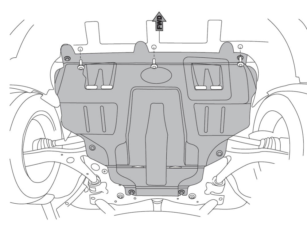 Unterfahrschutz für Ford Focus II, 2 mm Stahl gepresst (Motor + Getriebe)