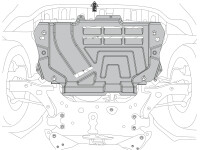 Unterfahrschutz für Ford Kuga 2013-, 2,5 mm Stahl gepresst (Motor + Getriebe)