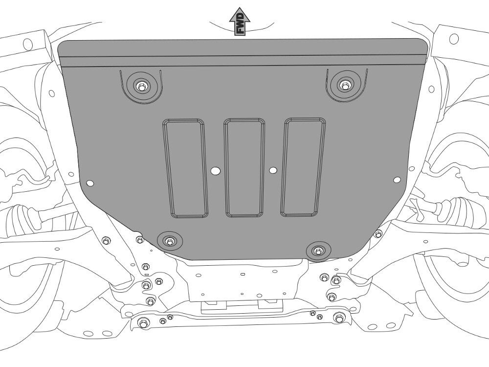 Skid plate for Land Rover Freelander II 2006-, 4 mm aluminium (engine + gear box)