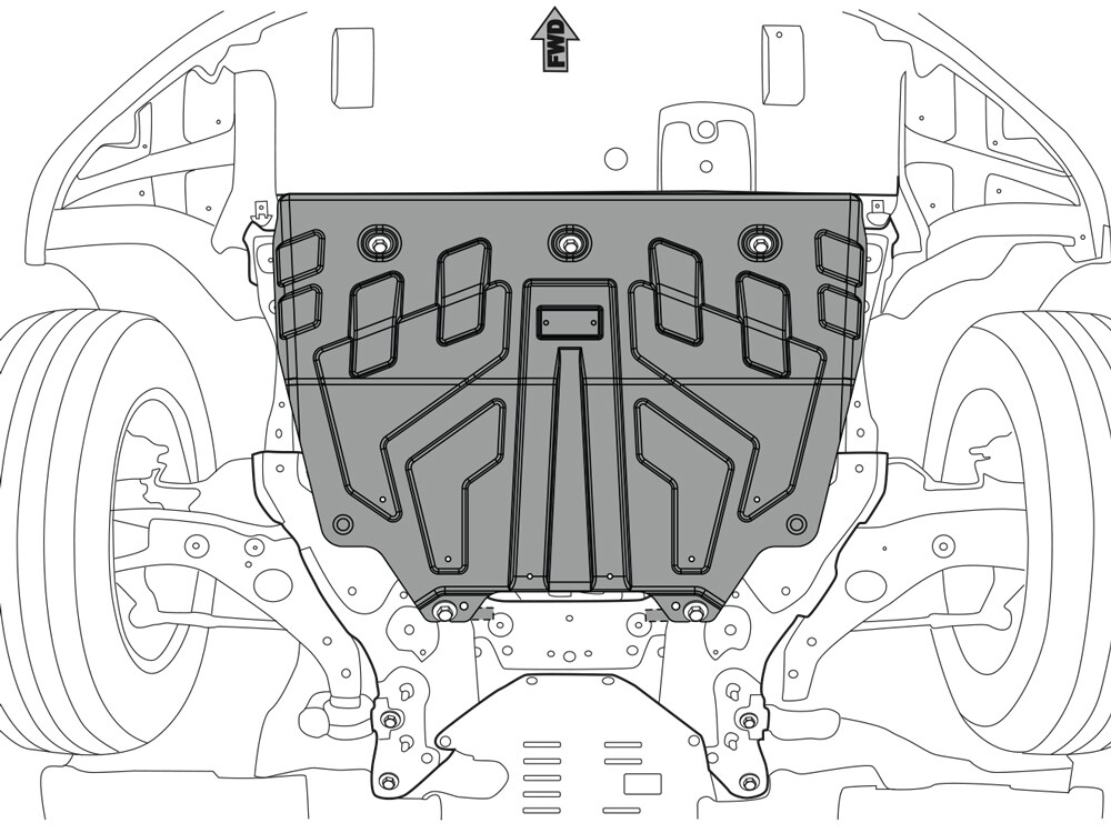 Skid plate for Mazda 6 2012-, 3 mm aluminium (engine + gear box)
