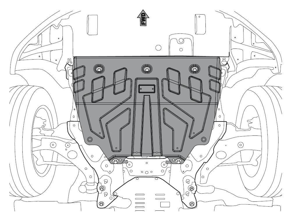 Skid plate for Mazda CX-5, 3 mm aluminium (engine + gear box)