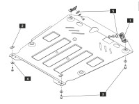 Skid plate for Peugeot 4008, 2 mm steel (engine + gear box)